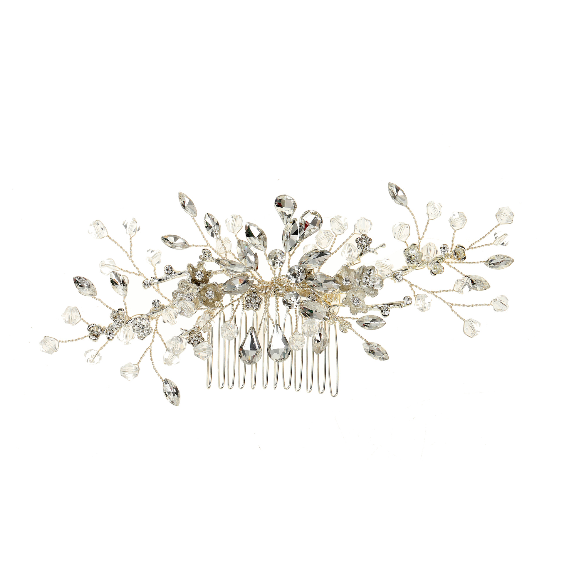 35g Weight Baroque Alloy Flower Rhinestone Hair Comb Bride Accessories Wholesale