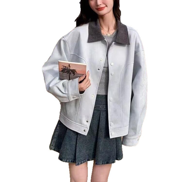 爆款流行超火短款外套女春秋2025新款小个子百搭休闲夹克撞色翻领|undefined