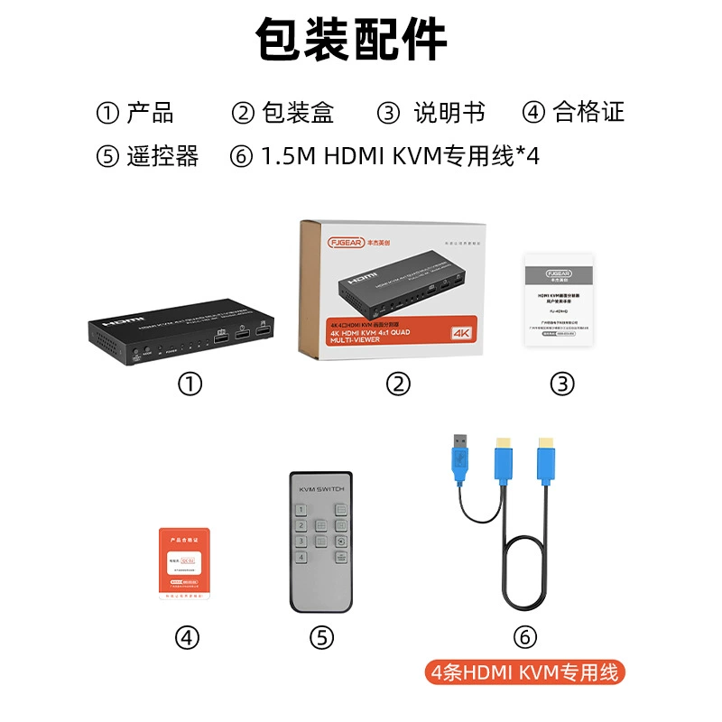 Fengjie Yingchuang Dungeon 4K HDMI KVM четырехв-один синхронизатор видеоэкранов FJ-4 01H 01H