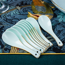 陶瓷汤勺小勺调羹汤匙长柄大勺陶瓷筷子家用防滑防霉diy自选批发