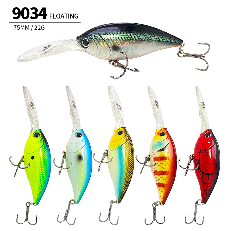 Rockfishing Lure 75mm/22g Floating Longtong Plate Hard Lure, Koi Fake Fish Lure 9034