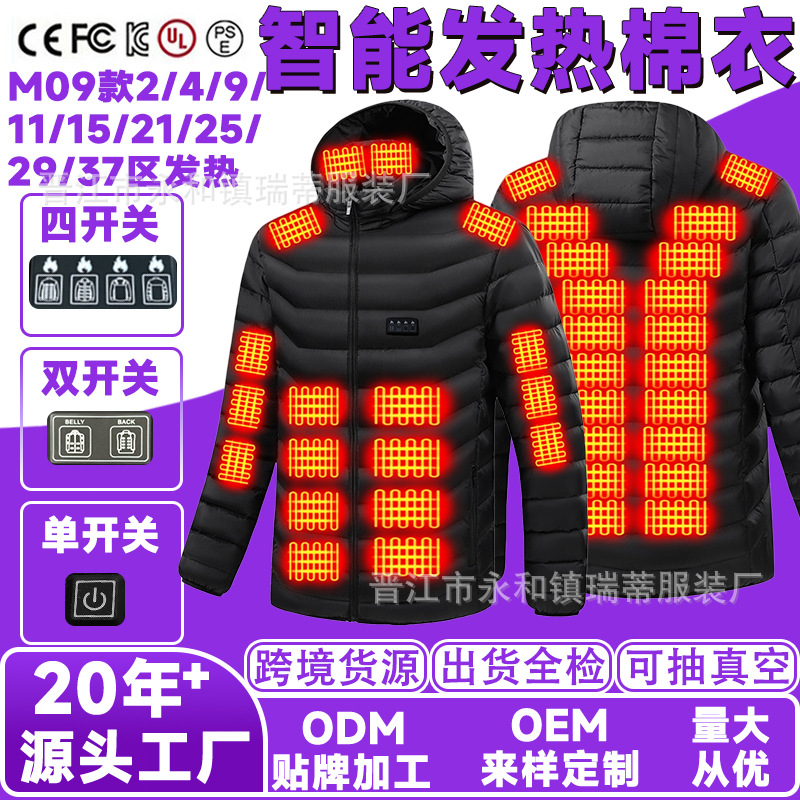 Chaqueta Térmica Acolchada de 4 Controles de Poliéster para Mantenerse Caliente en Invierno