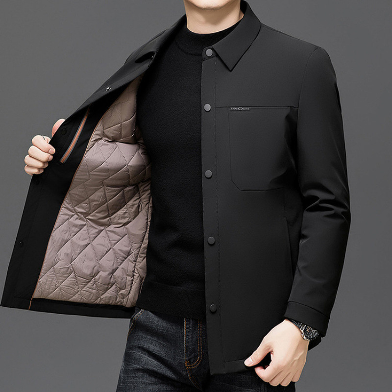 Men's Lightweight Jacket 2025 Autumn New Style Lapel Shirt Jacket Casual Warm Mulberry Silk Cotton Coat