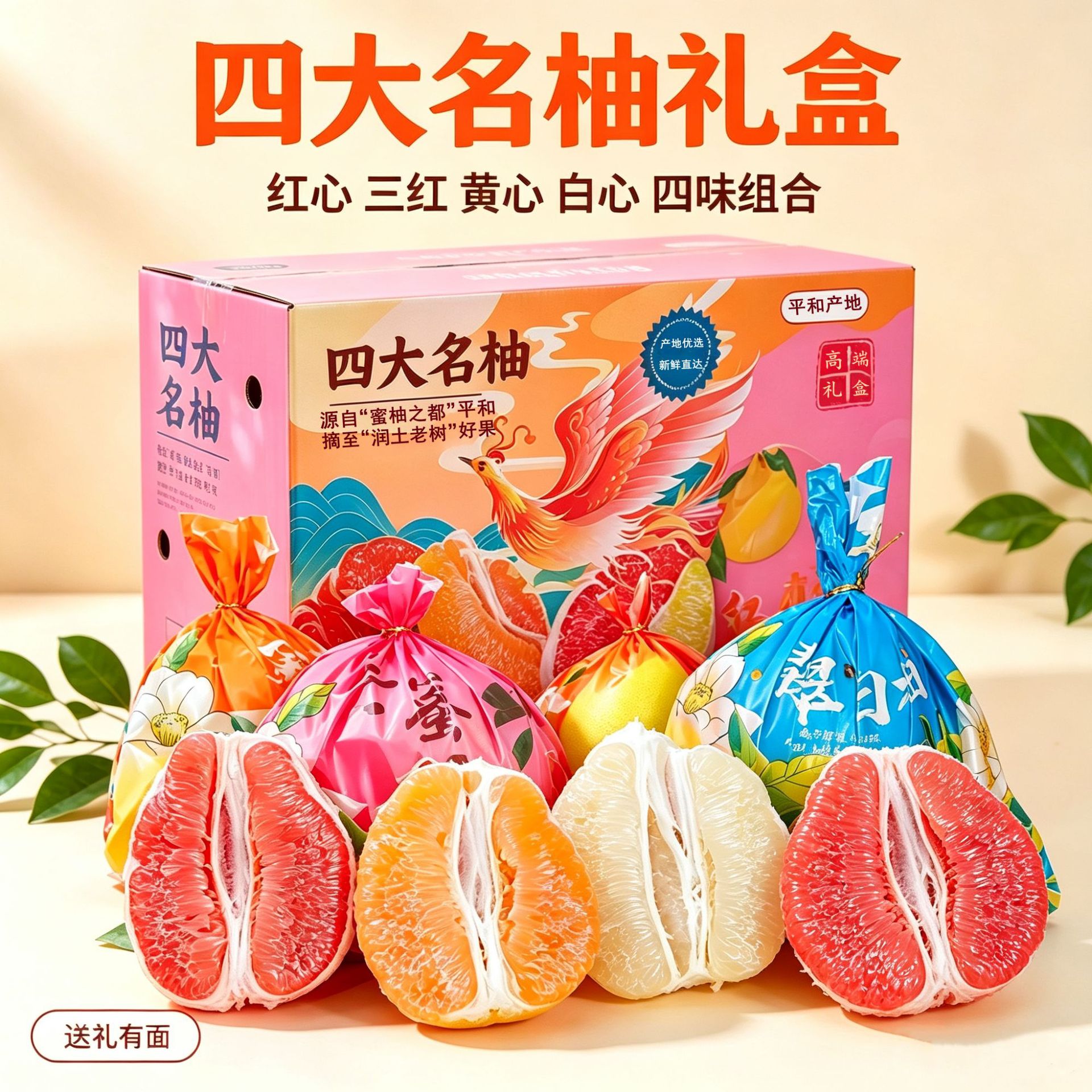 正宗福建平和四大名柚黄心白心红心三红蜜柚子新鲜礼盒装整箱送礼