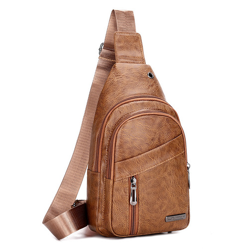 Cross-border foreign trade trend new men's chest bag cross-body bag PU leather material fashionable casual mobile wallet supply source distribution