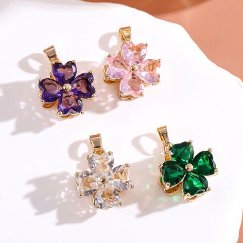 Rotating four-leaf clover necklace for women, copper inlaid with zircon, Korean version of the fortune pendant bracelet, pendant necklace, jewelry accessories