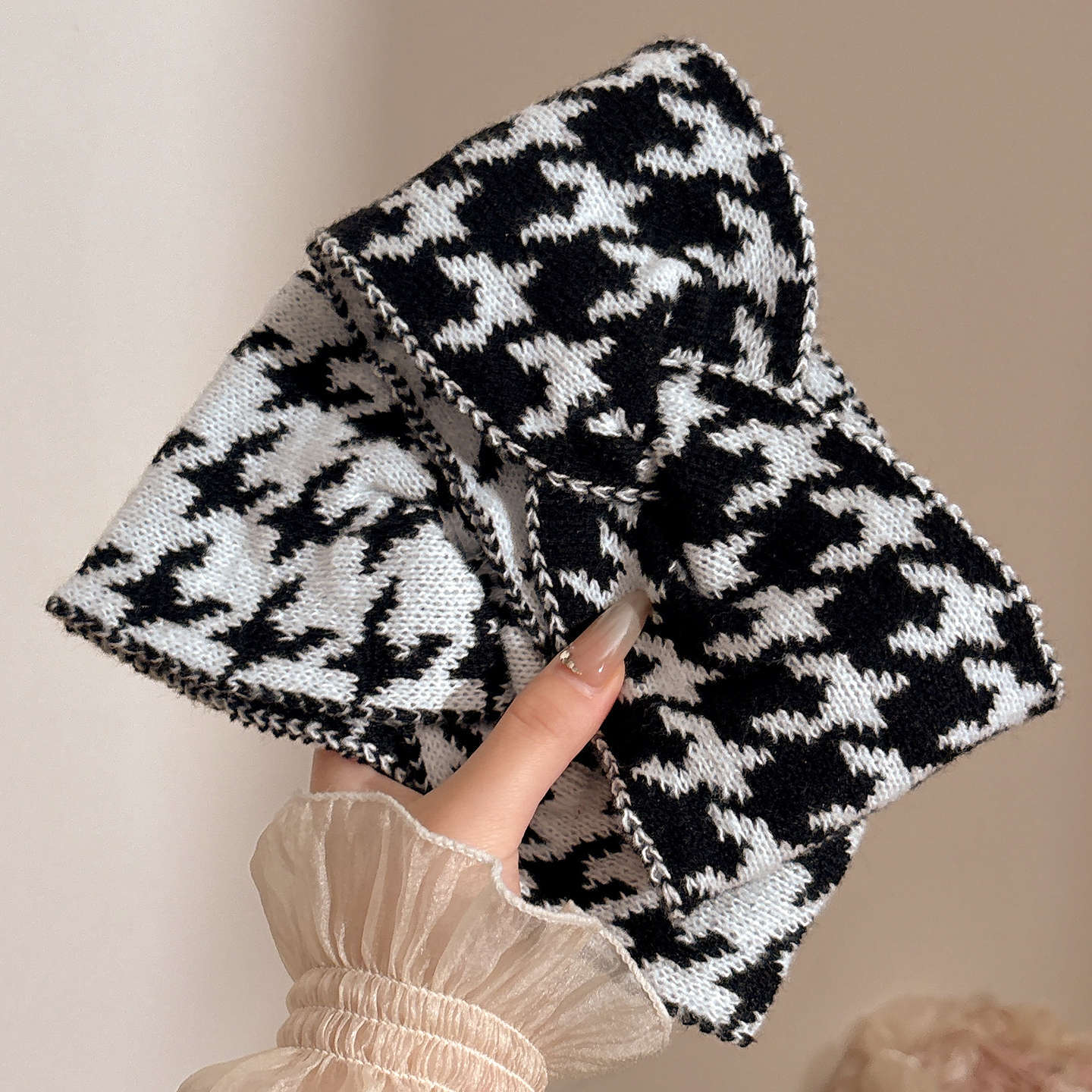 Estrellas con hilo de lana caliente correa de cabello para mujeres otoño y invierno bordes anchos bordes de punto cruzados banda de cabello diaria para usar banda de cabello adornamientos para el cabello