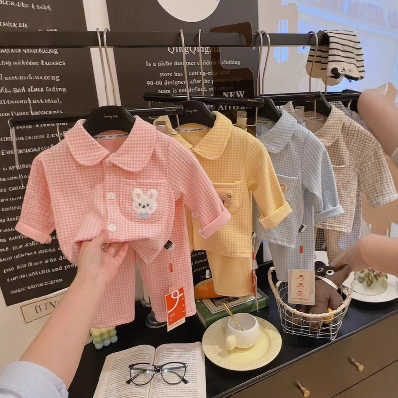 Children's Pajamas Set Autumn Boys' Brushed Velvet Set Small and Medium-Sized Children's Baby Home Clothes Two-Piece Set Girls 2025