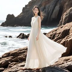 大摆长裙新款无袖气质海边显瘦沙滩裙子连衣裙西米亚度假雪纺时…