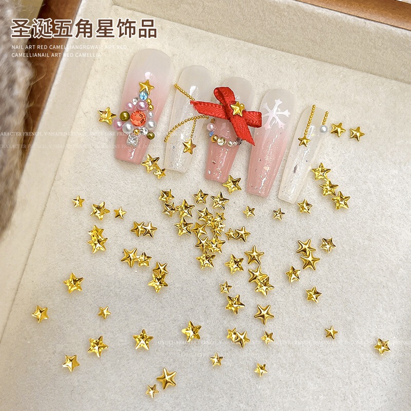 Christmas Five-pointed Star Nail Art Jewelry Gold Mini Rivet Metal Star Copper Nail Jewelry Wear Armor Accessories
