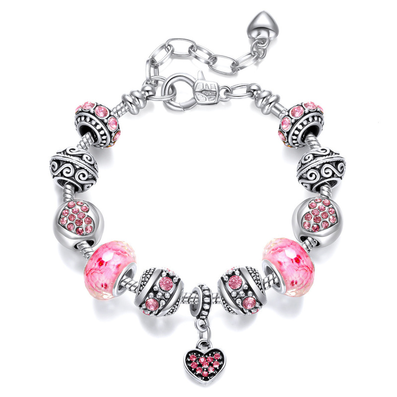 2025 New Crystal Glass Bead Bracelet Women's Bracelet Pink Pan Family Large Hole Beads Personalized Bracelet Women's Bracelet 2025 New Crystal Glass Bead Bracelet Women's Bracelet Pink Pan Family Large Hole Beads Personalized Bracelet Women's Bracelet