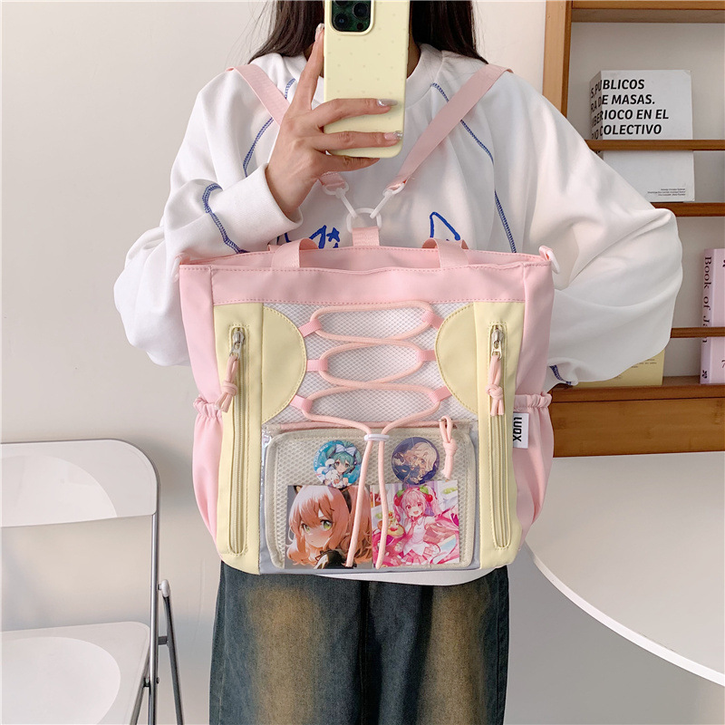 托特包大容量吧唧大学生jk休闲痛包日常斜挎包通勤女生透明谷子包
