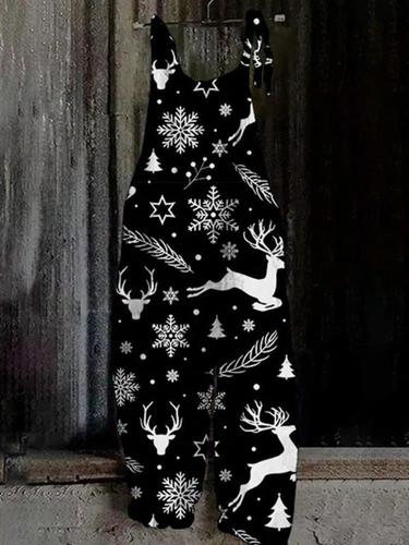 2024 New Arrival Women's Fashion Cross-Border Apparel: Amazon European and American Style Spring/Summer Sweet Christmas Print Retro Jumpsuit