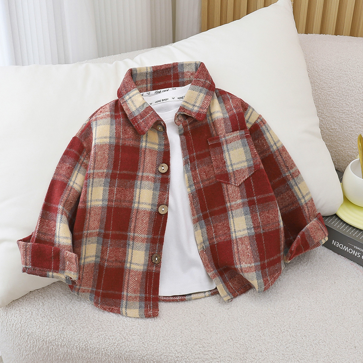Camisas casuales a cuadros para niños de otoño Camisas para niñas Camisas de manga larga Camisas para niños Camisas para niños