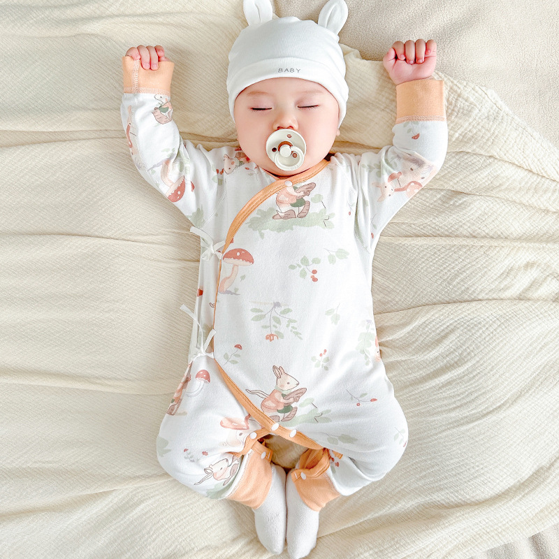 Ropa de bebé recién nacido primavera, otoño, invierno, 0 algodón puro en marzo, monje, ropa caliente para niños pequeños, camiseta de bebé