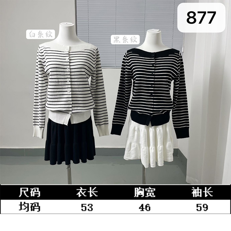 气质高级感百搭宽松时尚条纹毛衣针织开衫女装外贸跨境毛织衫工厂|undefined