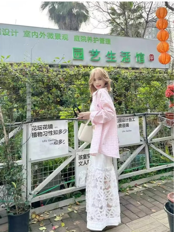 韓国ピンクチェック柄刺繍シャツ日焼け止め長袖ジャケットスプライシングシャツルーズな新しいデザインカジュアルトップ|undefined