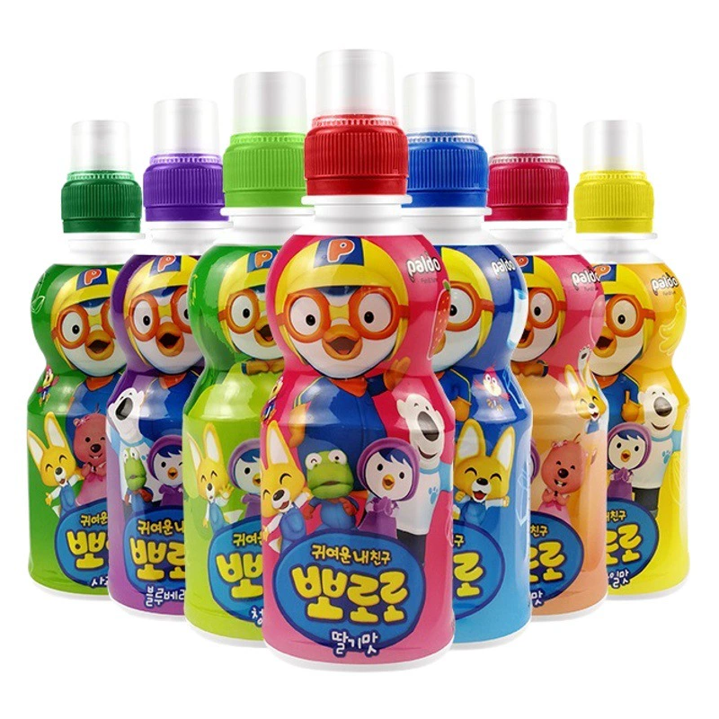 Корейский детский напиток Пороро, фруктовый сок Пороро без добавок, в бутылках (продается только в целых коробках)