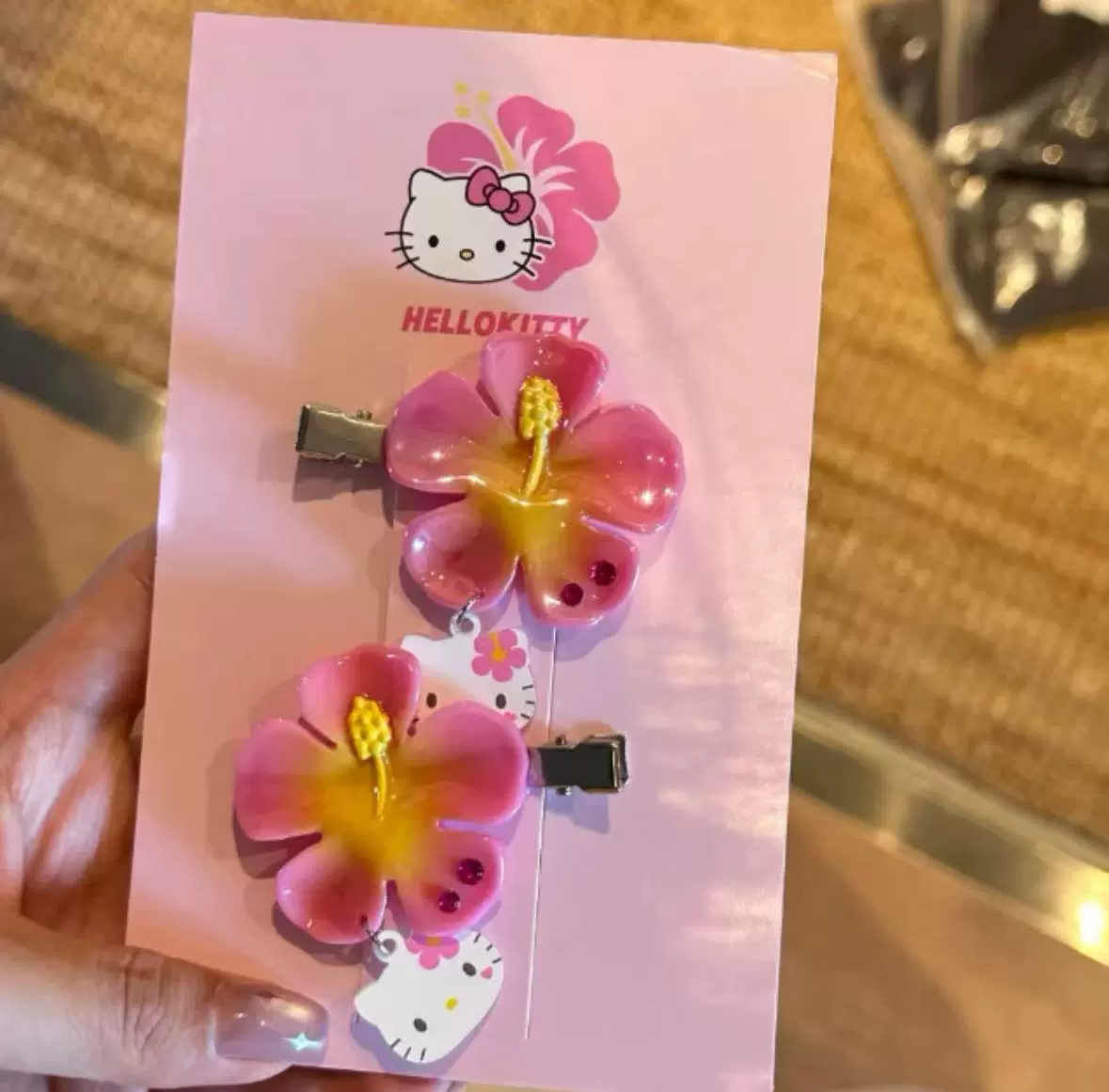 Заколка для волос (Sanrio Hello Kitty), пара, цветок плюмерии, летний милый аксессуар