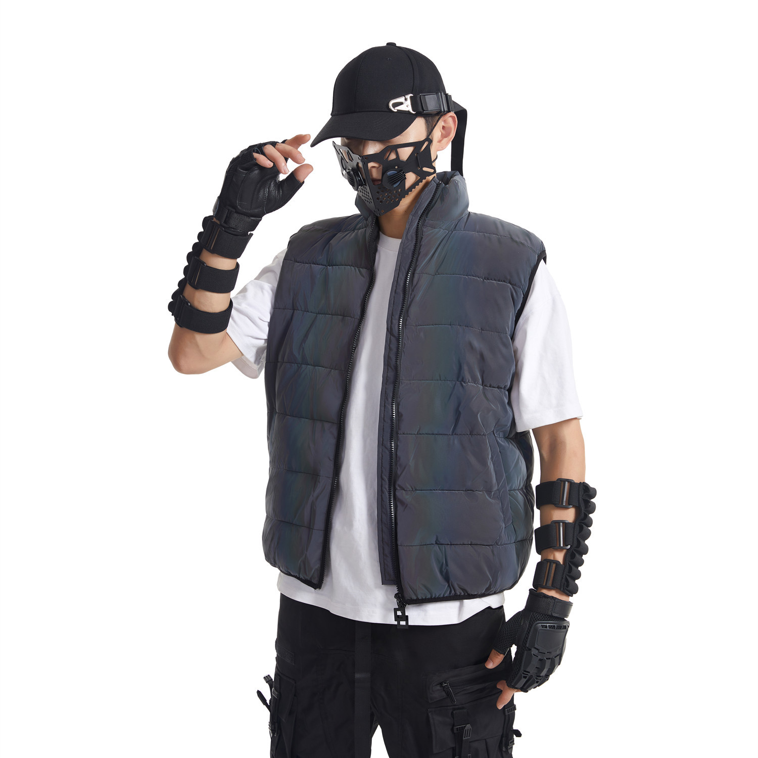 Men's Clothing colorful reflective cotton vest men's autumn and winter outdoor warm thick colorful reflective vest_voghion.com