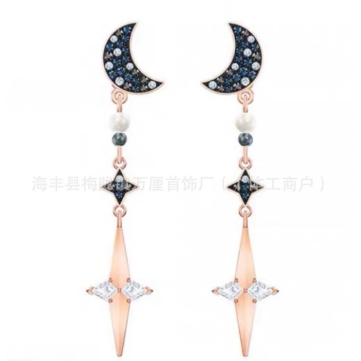 施华洛水晶世奇灵动天鹅跳动的心耳环施家高版本恶魔之眼耳钉女|undefined