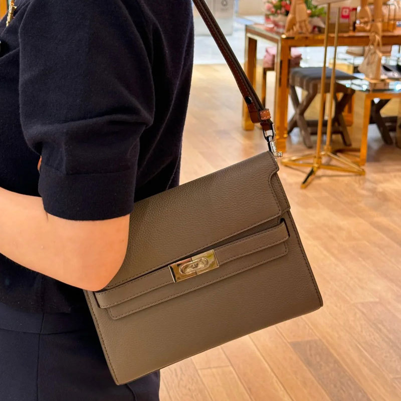 Tb Women's Bag Double Lee Radziwill Large Glass Kelly Bag Armpit Bag Genuine Leather New Envelope Bag for Women