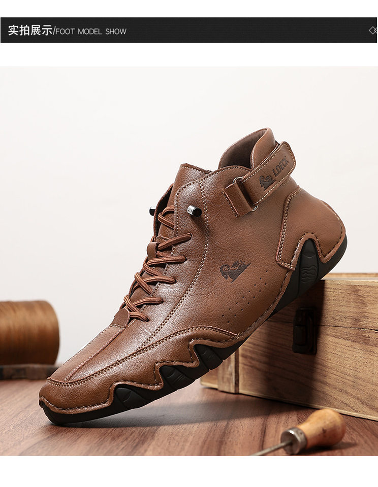 Bốt Martin nam cổ cao dáng ngắn, mũi tròn, đế bằng, phong cách thường ngày — C8008 màu kaki, C8008 màu xám, C8008 màu đen, F8008 Màu xanh lá cây chi tiết 28