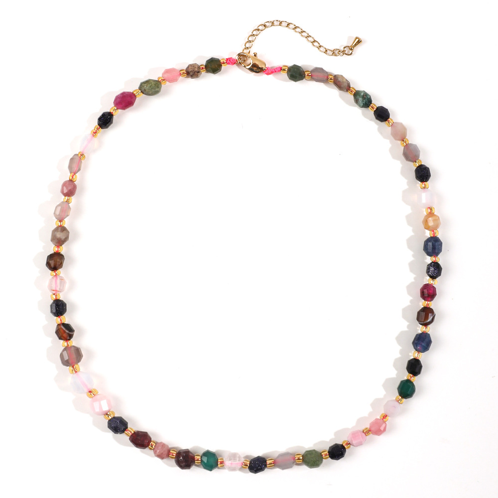 Retro Printing Artificial Crystal Agate Beaded Women's Necklace 1 Piece display picture 5