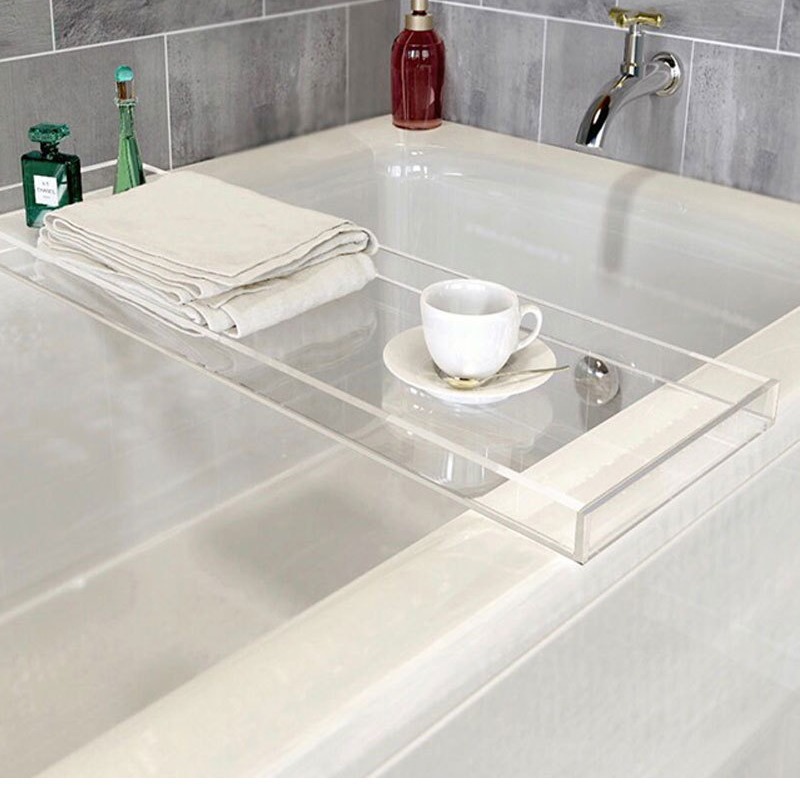 Estante de bañera de acrílico nórdico Estante de bañera de lujo largo y ligero Estante de bañera Soporte transparente Estante de baño Hotel SPA