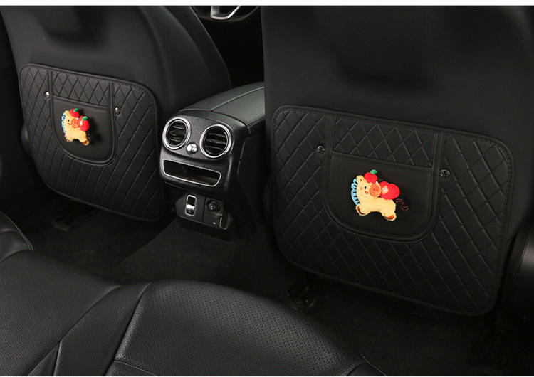 Car Anti-Kick Pad, Children's Seat Back Anti-Kick Pad, New Year of the Horse Quilted Embroidered Leather Anti-Kick Pad, Rear Seat Back Protection Pad