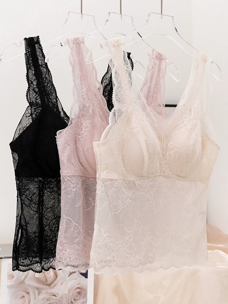 Чувство французского легкого и экстравагантного кружева жилет с красивой спиной женщины тонкая чашка длинная весна и лето тонкая сексуальная дикая основа