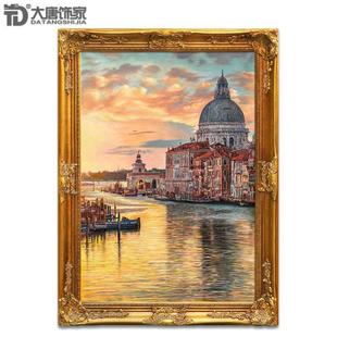 Real Shot of Hand-Painted Venetian European-Style Entrance Landscape Oil Painting Hand-Painted American-Style Living Room House Architectural Oil Painting N09