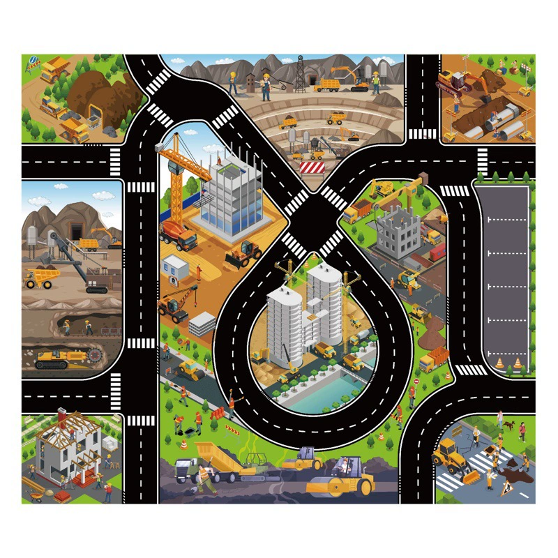 Детский водонепроницаемый коврик-игра с картой, динозаврами, лесными животными, городскими конструкциями и другими игрушками для ползания, Amazon, трансграничная торговля