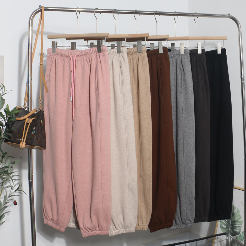 Real Shot One-piece Velvet Thickened Skin-friendly Fabric Drawstring Leggings Harlan Wei Pants All-match Nipped Casual Pants 6280