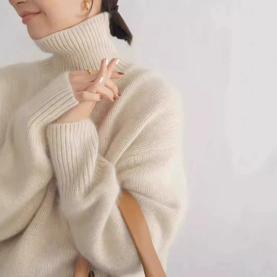 Желетено-шерстяной кашемировый свитер (женский) oversized, плотная вязка, корейский стиль, демисезон