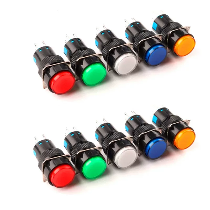 16mm circular button switch LA16-11 three-footless light no lock without self-reset/self-lock-to-point button switch