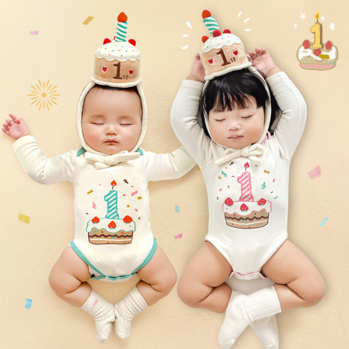 26Th Spring New Model Baby Romper Pure Cotton Triangle Crawling Outfit Korean Style Birthday Outfit Ins Birthday Props