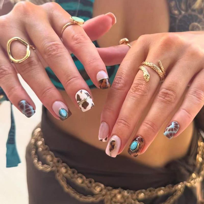 European and American Nail Stickers Are Hot-Selling Across Borders, with a Whitening Effect, Three-Dimensional Anti-Green Turquoise, Easy-To-Apply Marble Pattern Wearable Nail Tips European and American Nail Stickers Are Hot-Selling Across Borders, with a Whitening Effect, Three-Dimensional Anti-Green Turquoise, Easy-To-Apply Marble Pattern Wearable Nail Tips