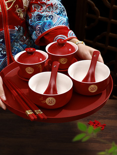 To the tea cup wedding suit a pair of happy bowl chopsticks cup wedding red change tea set toast dowry supplies