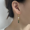 Bamboo small design earrings jade from pearl, trend of season, high-quality style, 2024 years