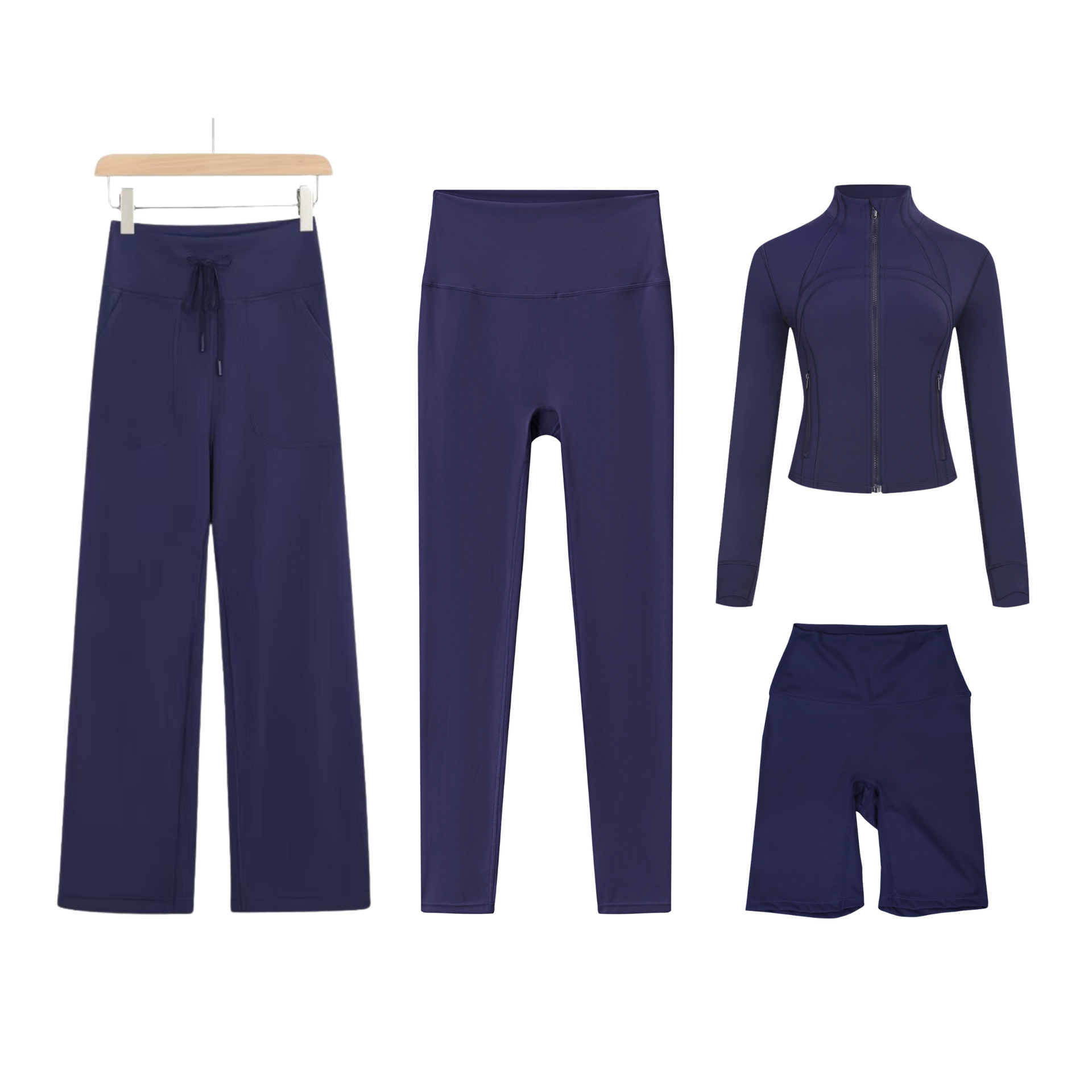 Women’s Four Piece Active Set With Cropped Pants And Jacket_voghion.com