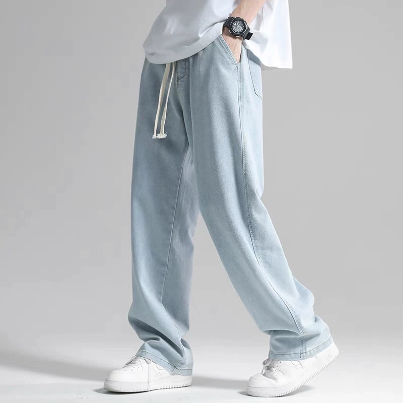 Прямые джинсы мужские 2023 летние тонкие приливные марки свободные подвески