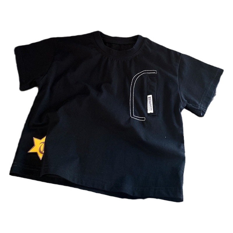 Camiseta de los niños de verano de manga corta 2024 Nueva guapo de moda camisa de los niños camiseta ropa de los niños de moda delgada