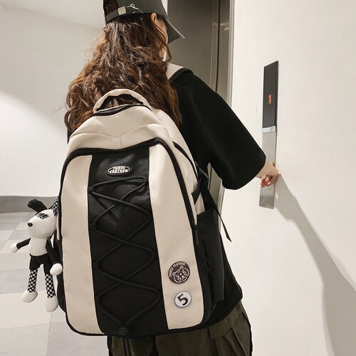 Japanese fashion brand ins college students schoolbag travel large-capacity backpack high school junior high school students casual drawstring backpack