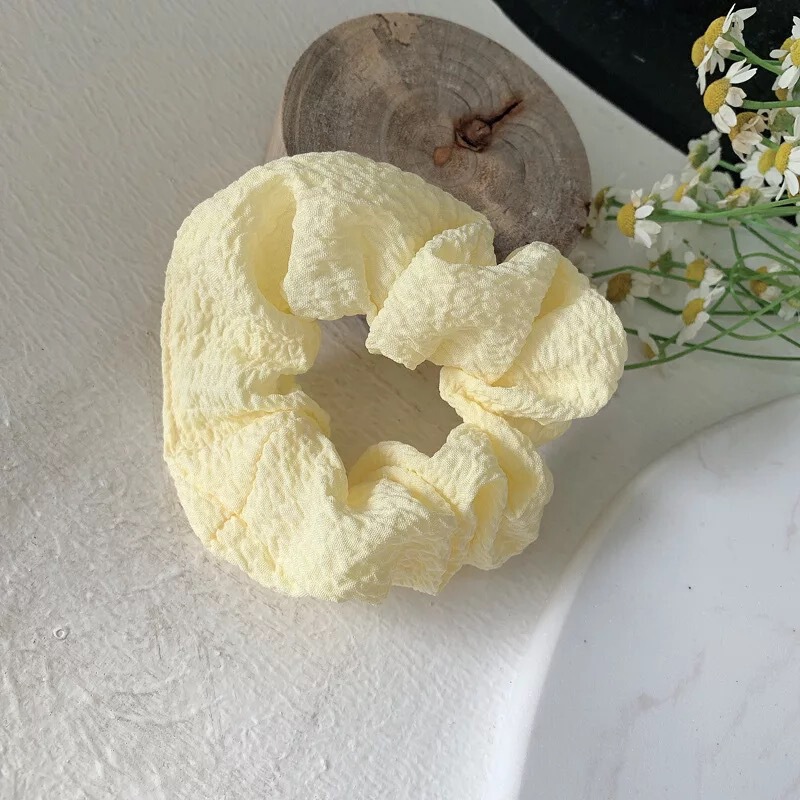 韩系莫兰迪纯色布料ins发饰泡泡纱头绳皮筋发绳气质头花大肠发圈|undefined