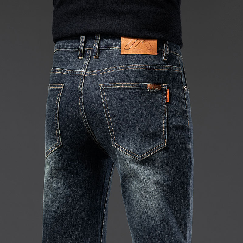 Foreign trade export French tail list original cattle genuine men's plus velvet pants bullet straight jeans men's autumn and winter Foreign trade export French tail list original cattle genuine men's plus velvet pants bullet straight jeans men's autumn and winter