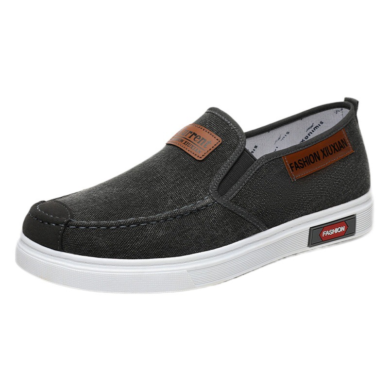 Summer Casual Shoes Slip-on Lazy Canvas Shoes Fashionable Korean Style Old Beijing Cloth Shoes Men's Soft Sole Non-Slip Work Shoes