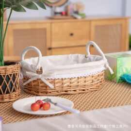 编织筐仿藤收纳篮储物盒桌面文具玩具玄关钥匙零食篮手提布艺筐