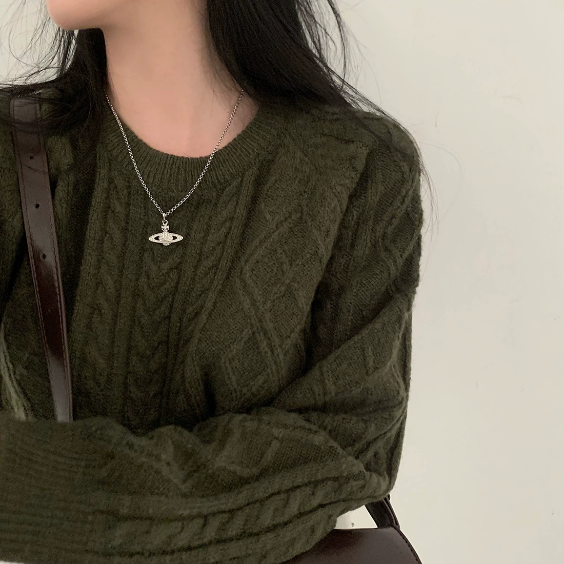 Корейский чик осень-зима корейская версия ретро с круглым вырезом с длинным рукавом свитер женский дикий свитер топ