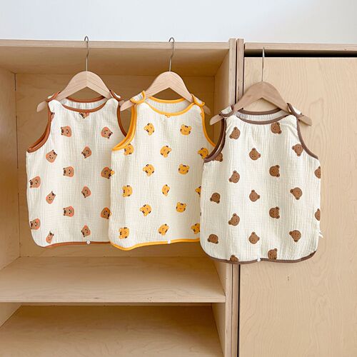 Korean ins baby sleeping bag summer thin cartoon cotton vest style pajamas for men and women baby anti-kick quilt artifact